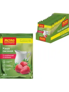 Каша овсяная Ясно Солнышко с клубникой и молоком, 15штx45г