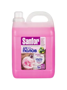 Средство для мытья пола SANFOR Ультра Блеск, Цветочный фреш, 5 л