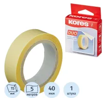 Клейкая лента канцелярская KORES двусторонняя 15х5 55515