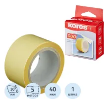 Клейкая лента канцелярская KORES двусторонняя 30х5 55530