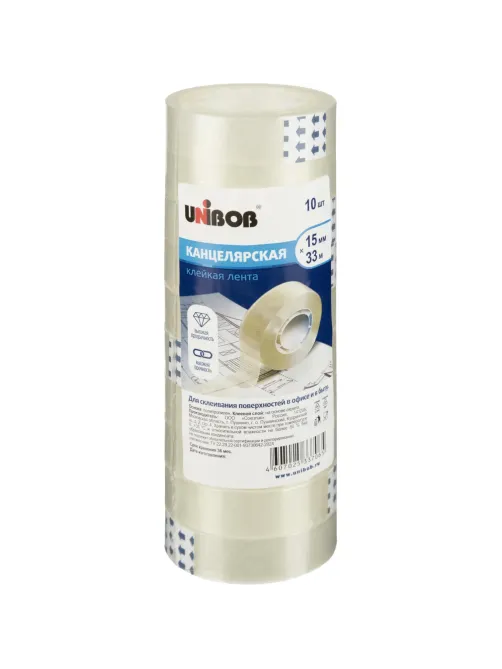 Клейкая лента канцелярская Unibob 15x33 (10шт/уп)
