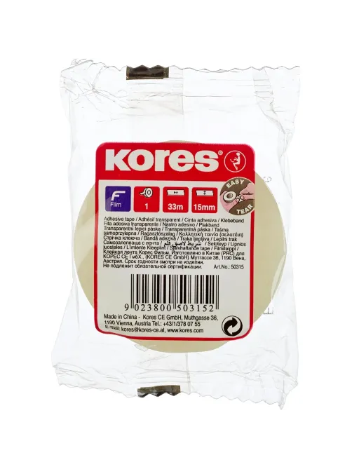 Клейкая лента канцелярская KORES 15ммx33м 50315