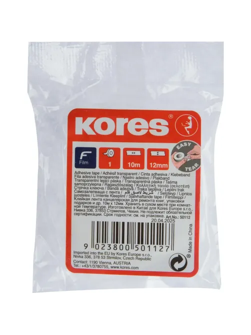 Клейкая лента канцелярская KORES 12ммx10м 50112