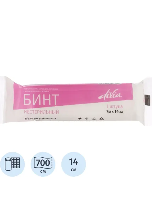 Бинт нестер. 7мх14см, пл.30г  неткан. мат-ла, WS/DIVA, инд.уп ШК32979/37714
