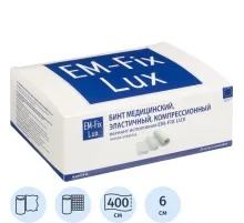 Бинт эласт компресс 6cм х 4м картон уп EM-FIX LUX 20 шт./уп