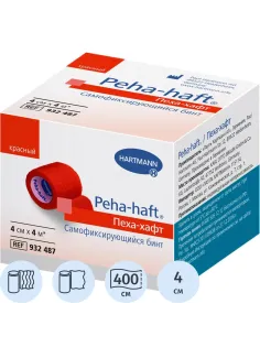 Бинт самофикс эласт 4м х 4см, красный, PEHA-HAFT
