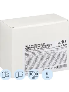 Бинт самофикс эласт 10м х 6см Вариант, 10 шт/уп, без латекса, ШК61126