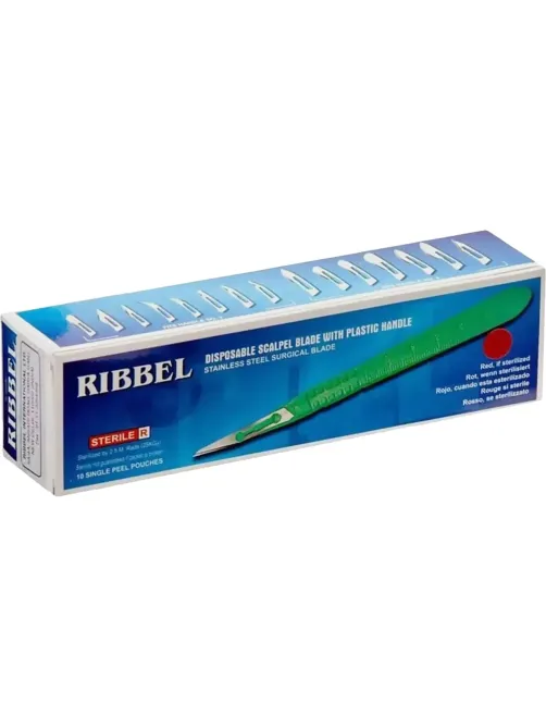 Скальпель хирург, однор., лезвие из нерж.стали р-21, RIBBEL 10шт/уп