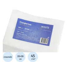 Салфетка спанлейс 20х30 см, белый, White Line, 100шт/упак, 10273(0612)