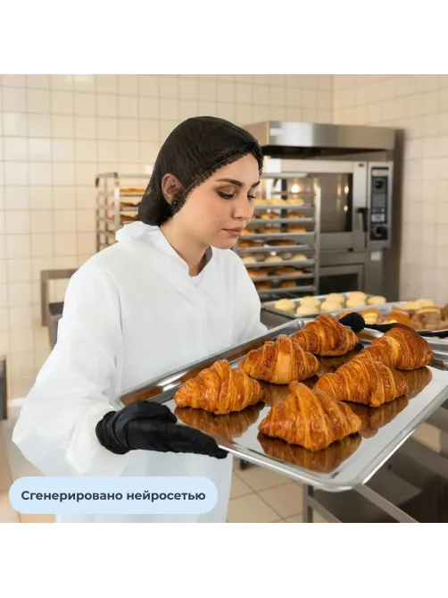 Шапочка Шарлотта неткан. черная, пл 12г 48 см Комус, 100шт/уп