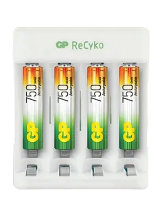 Зарядное устройство GP E411/75AAAHCCS-2CR1, 4 слота + 4 акк. 750 mAh