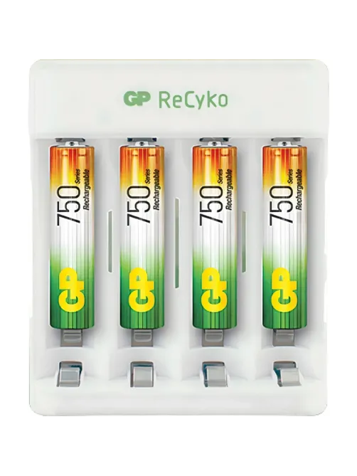 Зарядное устройство GP E411/75AAAHCCS-2CR1, 4 слота + 4 акк. 750 mAh
