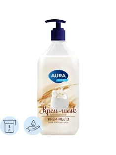 Крем-мыло AURA Шелк и рисовое молочко Silky Cream флакон/дозатор,  1000мл
