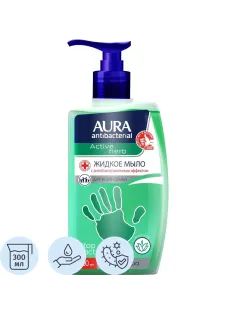 Мыло жидкое AURA  антибакт. Алоэ Вера,300мл с дозатором