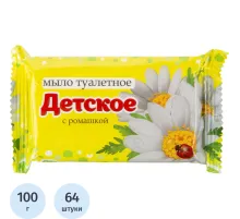 Мыло туалетное Детское с Ромашкой 100гр, 64 шт/уп в цв.пленке