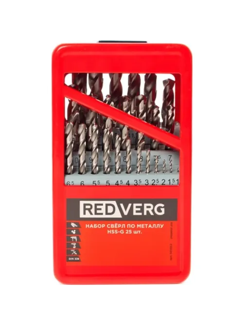 Набор сверл по металлу REDVERG 25 шт HSS-G, 1-13 мм(501052)