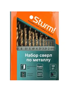 Набор сверл по металлу Sturm! d1-10mm, 19шт, титановое покр. (1055-03-SS3)