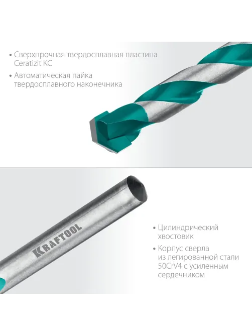 Набор сверл по керамограниту KRAFTOOL KERAMO 5 шт: 4-5-6-8-10мм (29175-H5)