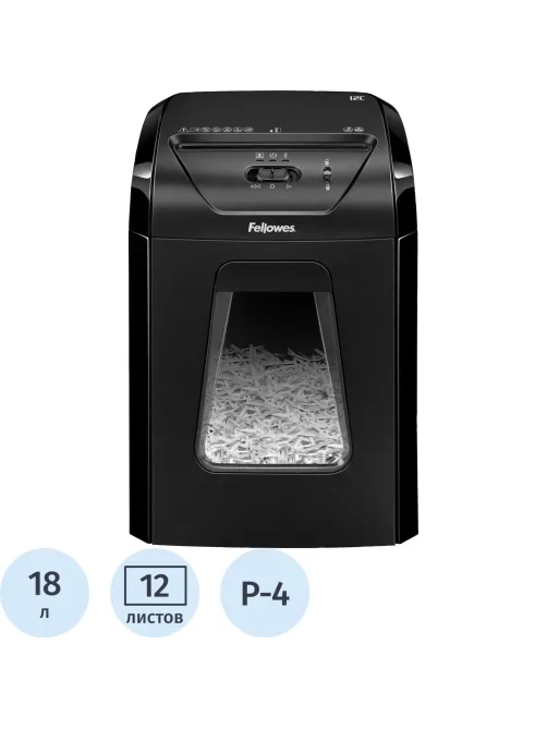 Шредер (уничтожитель) Fellowes Powershred 12C, 4ур.секр, 12лист, 18л
