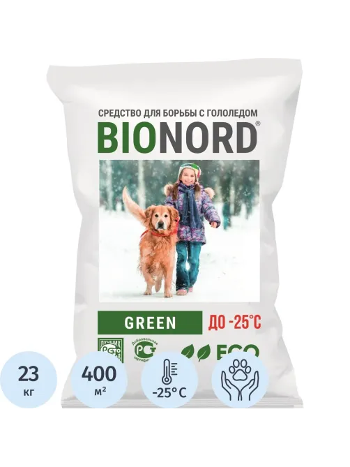 Реагент противогололёдный Bionord Green мешок 23 кг до -25С