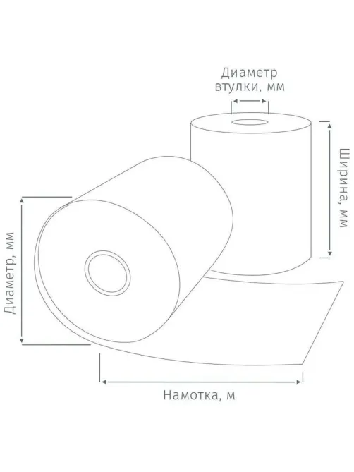 Ролики для касс Комус 57 мм 19м вт.12 т/б 44гр/м2, 12 шт/уп (спайка)