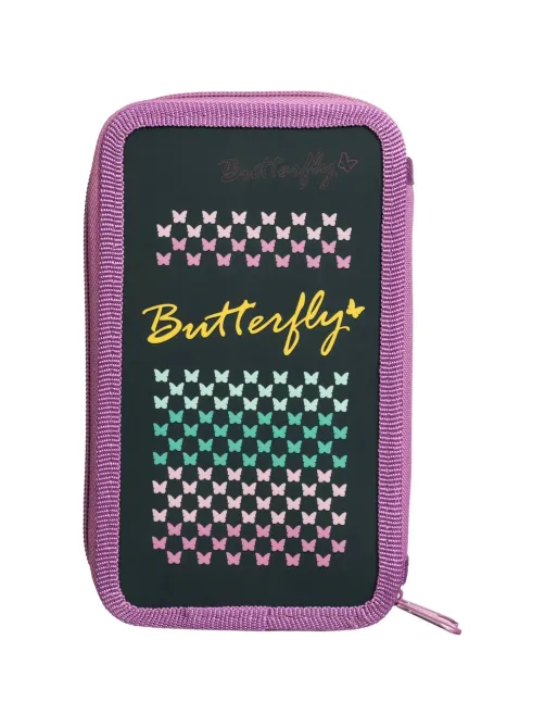 Пенал Butterfly 2 отд.,  выборочный лак, 190x110 мм, ПКК 11-19