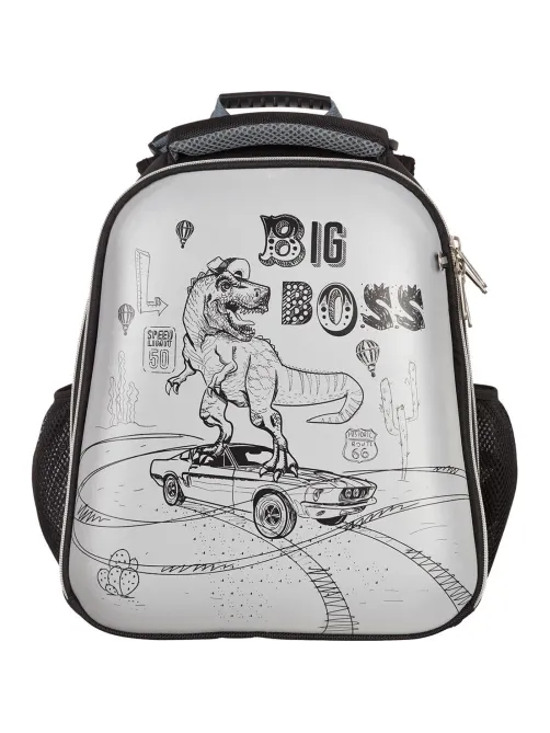 Ранец Комус Класс Динозавр Boss, 2 отд., эргоном. cпинка, светоотр. ткань