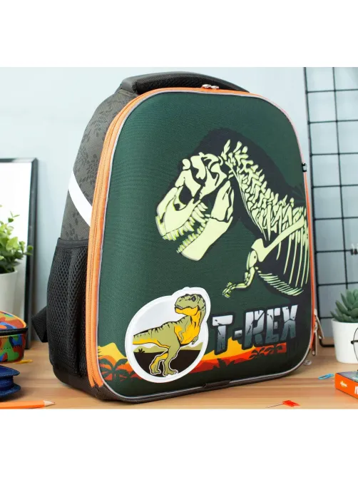 Ранец Basic T-Rex, 2 отд., эргоном. спинка, светящийся кант