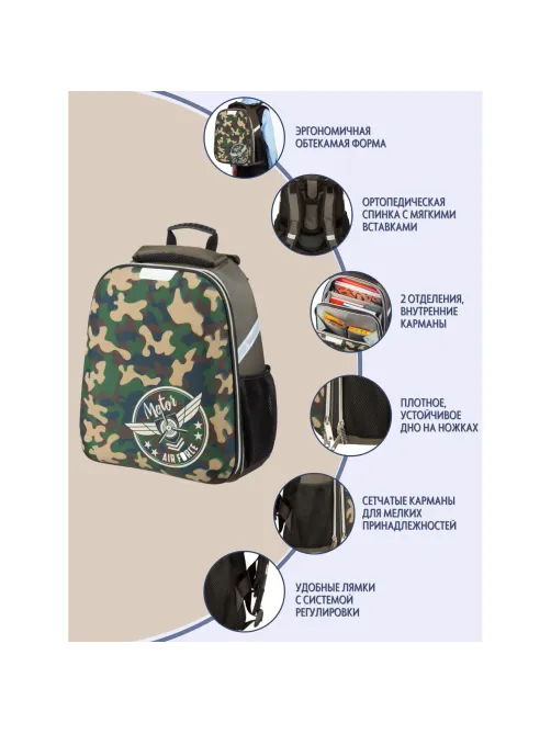 Ранец Basic Military, 2 отд., эргоном. спинка