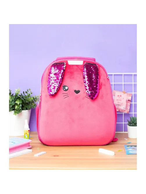 Ранец Basic Bunny ярко-розовый, 2 отд., эргоном. спинка     