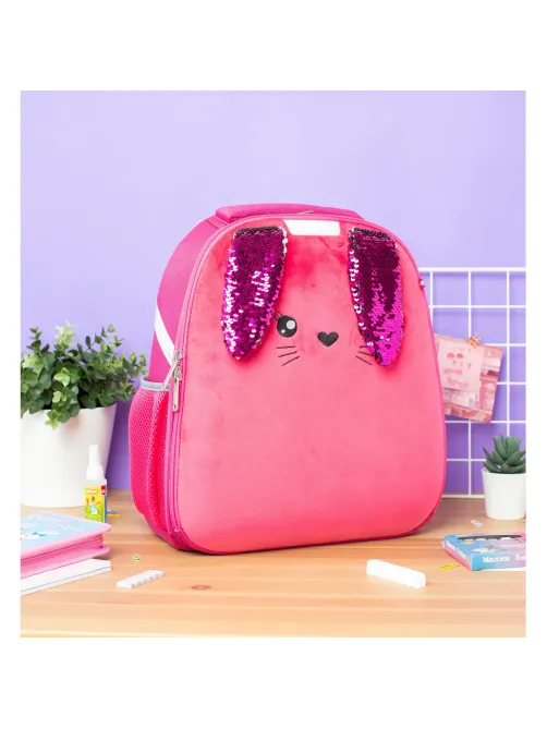 Ранец Basic Bunny ярко-розовый, 2 отд., эргоном. спинка     