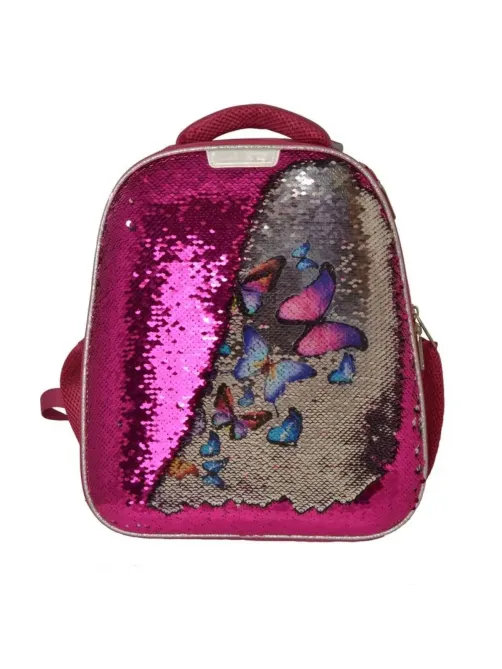 Ранец Basic Sparkle Pink,эргоном. спинка, двустор.пайетки фуксия/серебро