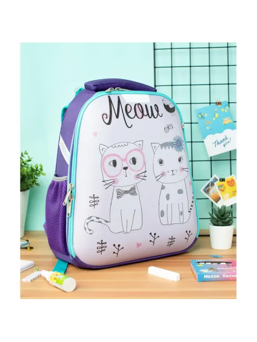 Ранец Basic Meow, 2 отд., эргоном. спинка, экокожа