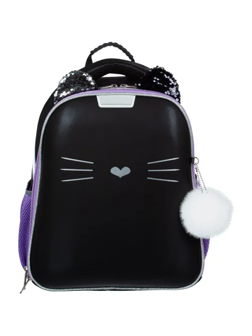 Ранец Комус Класс Kitty black, 2 отд., эргоном. спинка, экокожа