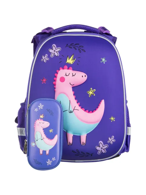 Ранец  3D Dino princess, 2 отд., эргоном. спинка
