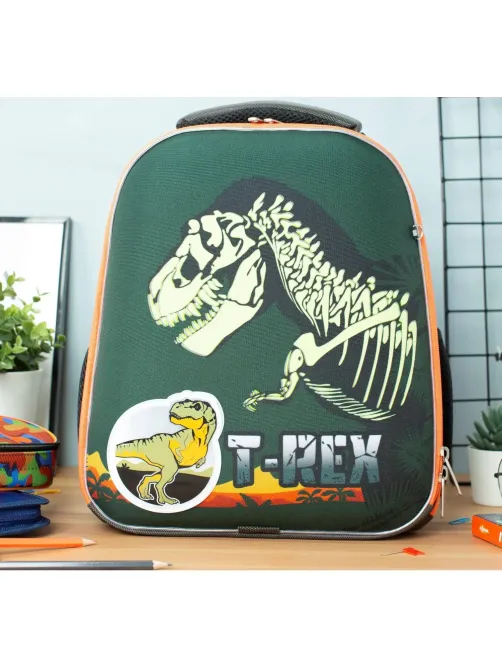 Ранец Basic T-Rex, 2 отд., эргоном. спинка, светящийся кант