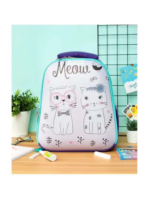 Ранец Basic Meow, 2 отд., эргоном. спинка, экокожа