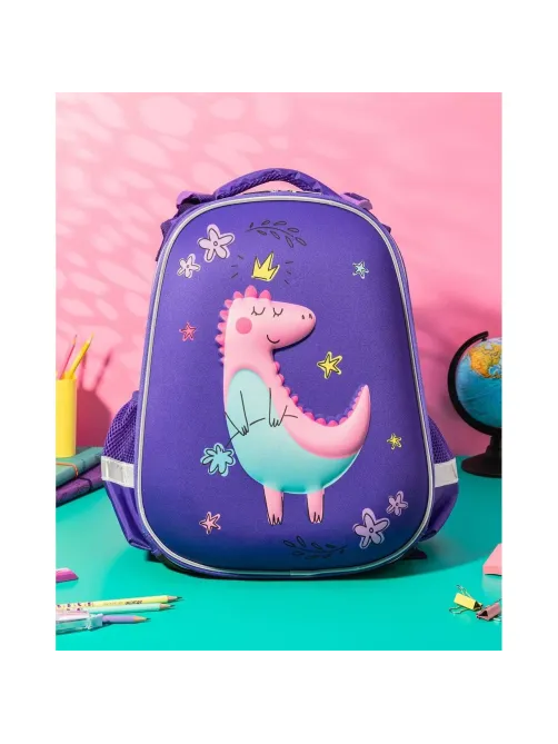 Ранец  3D Dino princess, 2 отд., эргоном. спинка