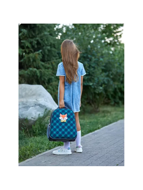 Ранец Комус Класс Basic Собачка, клетка синий , 2 отд, эргоном спинка
