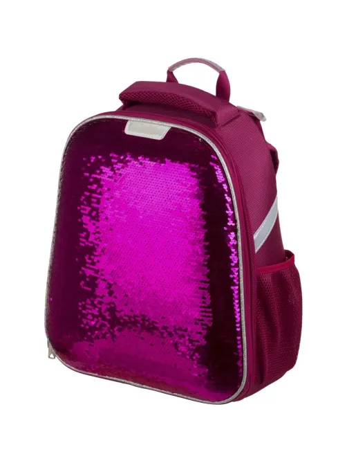 Ранец Basic Sparkle Pink,эргоном. спинка, двустор.пайетки фуксия/серебро