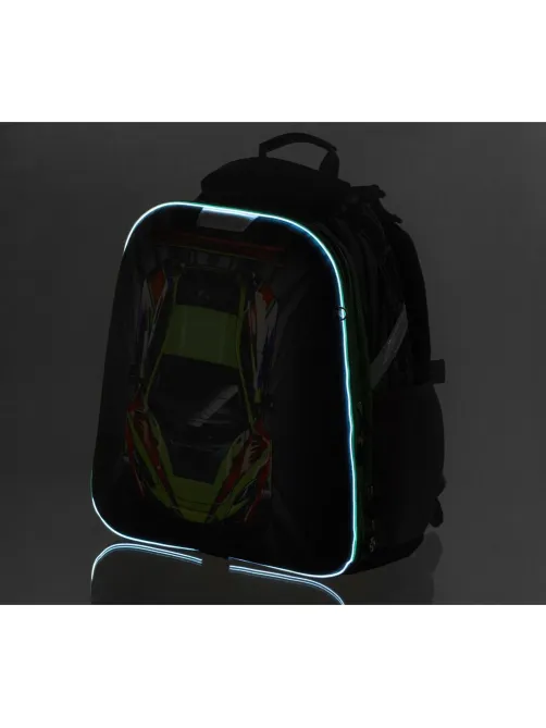 Ранец №1School X-treme, 2 отд., эргоном. спинка, светящийся кант