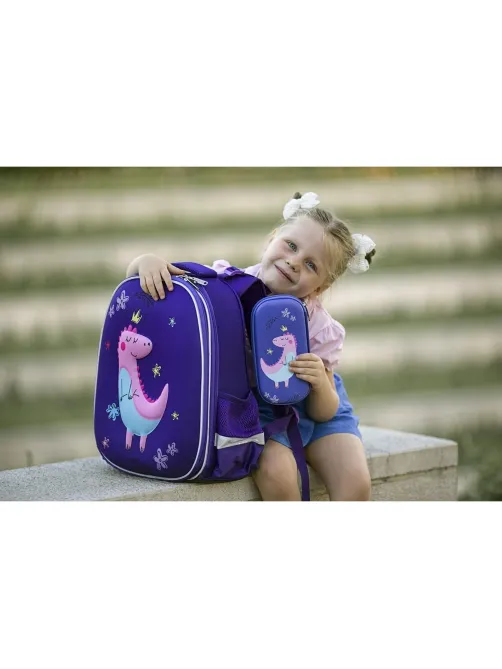 Ранец  3D Dino princess, 2 отд., эргоном. спинка