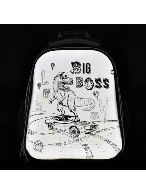 Ранец Комус Класс Динозавр Boss, 2 отд., эргоном. cпинка, светоотр. ткань