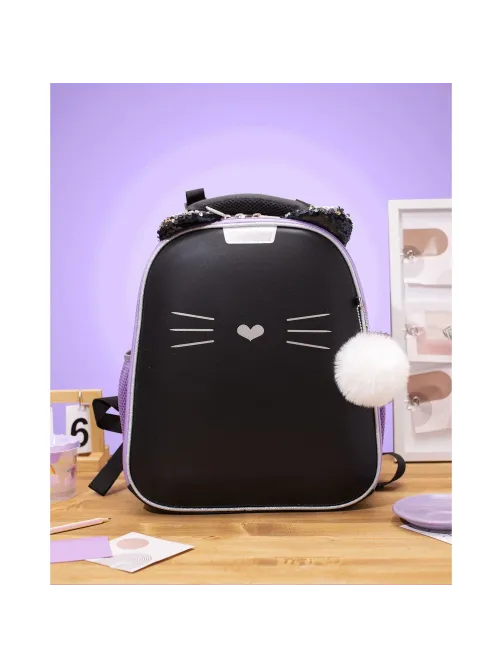 Ранец Комус Класс Kitty black, 2 отд., эргоном. спинка, экокожа