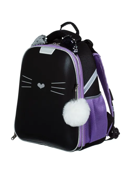 Ранец Комус Класс Kitty black, 2 отд., эргоном. спинка, экокожа