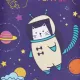 Ранец Комус Класс Кот-космонавт, меняет цвет, 2 отд., эргоном. спинка