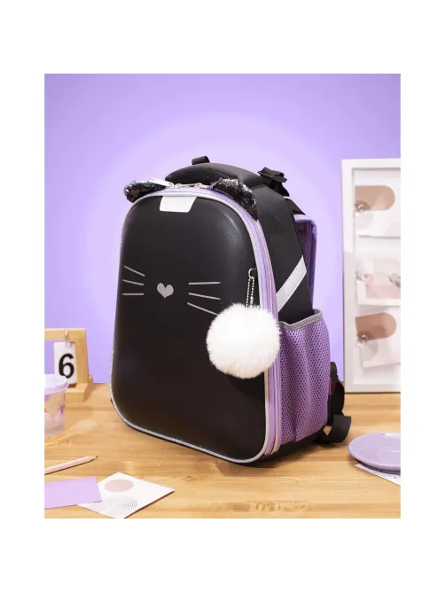 Ранец Комус Класс Kitty black, 2 отд., эргоном. спинка, экокожа