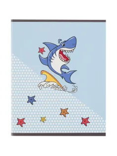Тетрадь общая А5 48л Shark,клет,скреп, ВД-лак