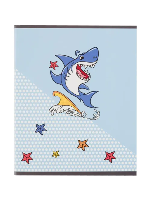 Тетрадь общая А5 48л Shark,клет,скреп, ВД-лак