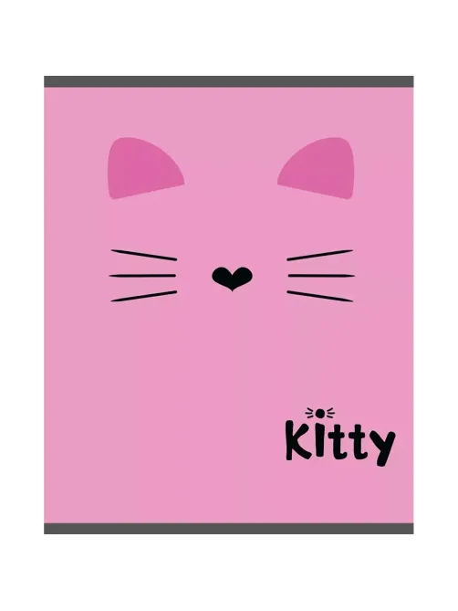 Тетрадь общая А5 48л №1School Kitty роз,клет,скреп, ВД-лак 4шт/уп(1819933)